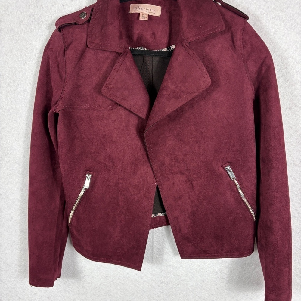 Philosophy Red Jacket with Cropped Design and Structured Shoulders